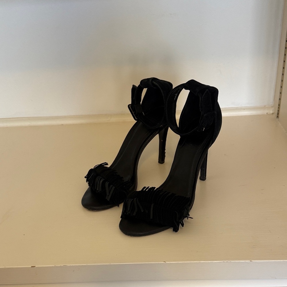 Joie Elegant Black Fringe Heels